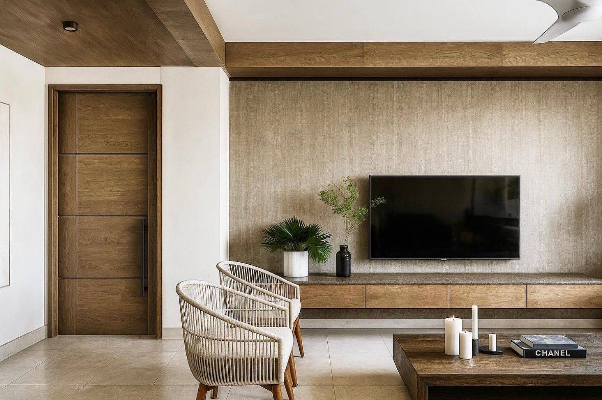 Interior with layered daylight and natural materials
